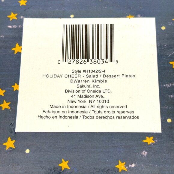 Warren Kimble Holiday Cheer Sakura Oneida Set of 4 Salad Plates Farmhouse Cat - Picture 13 of 15